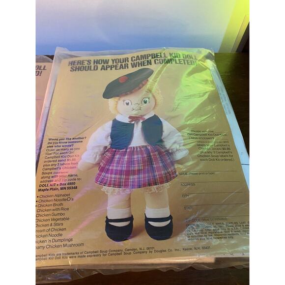 Vintage 1982 Campbell Soup Kid Cloth Dolls Complete Craft Kit Lot of 2 - Picture 2 of 8
